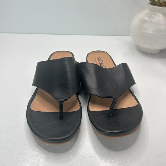 Softwalk Chandler Leather Thong Sandals Black S2306-001 Women's 12W NWOB - Picture 2 of 9